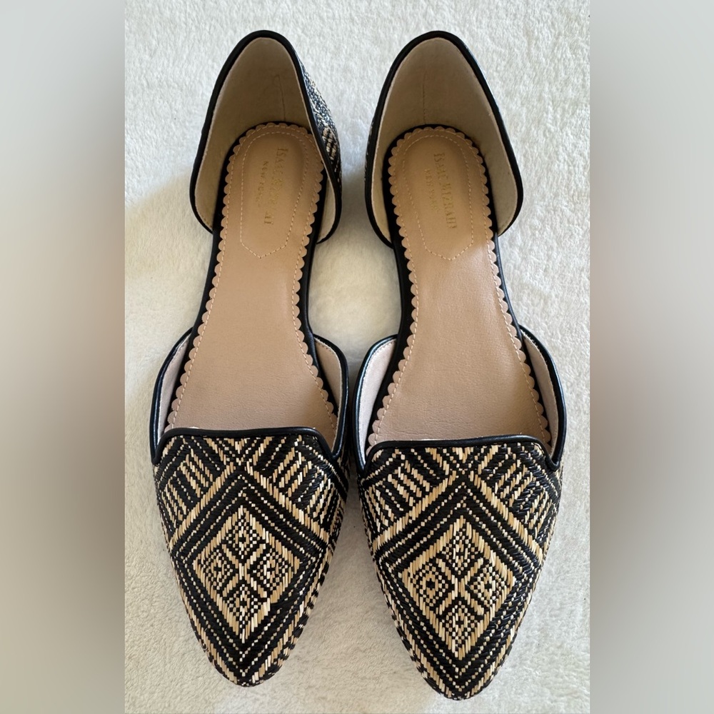 NEW Isaac Mizrahi D'Orsay Aztec Woven Black & Natural Flats Size 9 - Picture 3 of 8